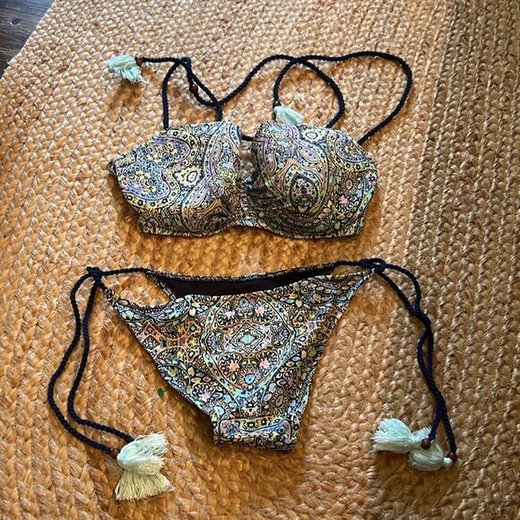 Victoria secret “mosaic garden” size small bikini bottom 32DDD top - Picture 2 of 8